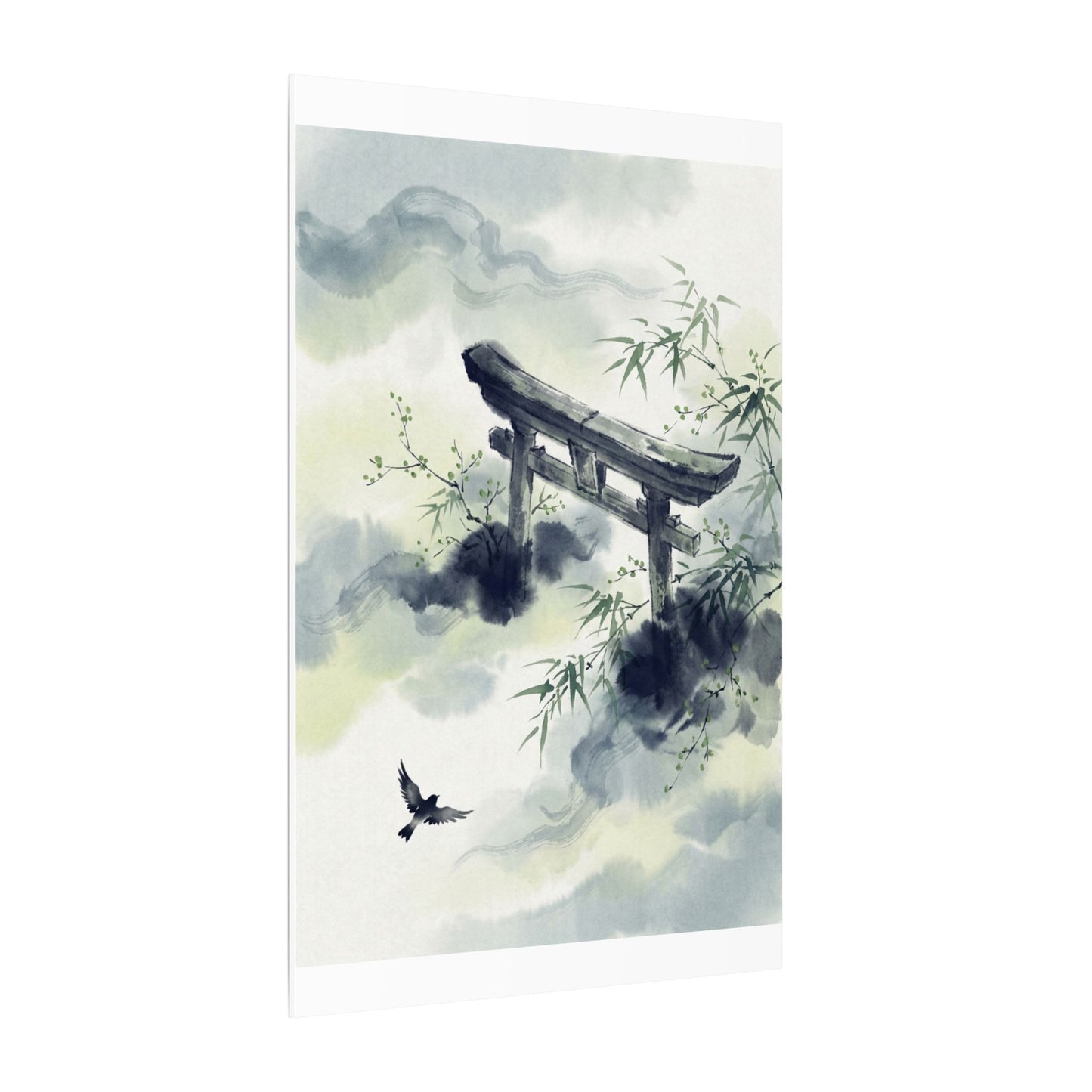 Torii Gate Sumi E Canvas Art | Serene Zen Art