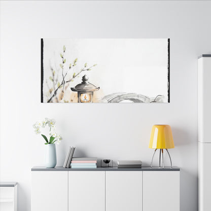 Moonlit Garden Spring Canvas Art | Zen Contemplative Design