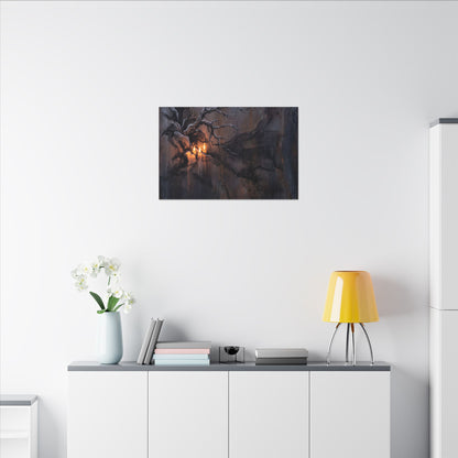 Winter Rust Patina Charcoal Ink Canvas Art | Atmospheric Decor