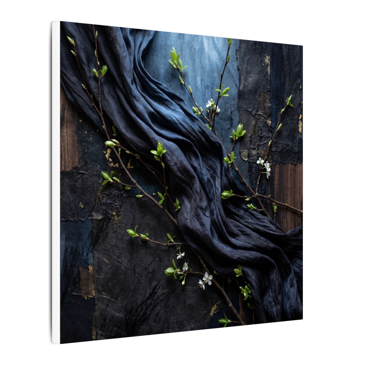 Spring Silk Drape Dark Texture Canvas Art | Atmospheric Decor