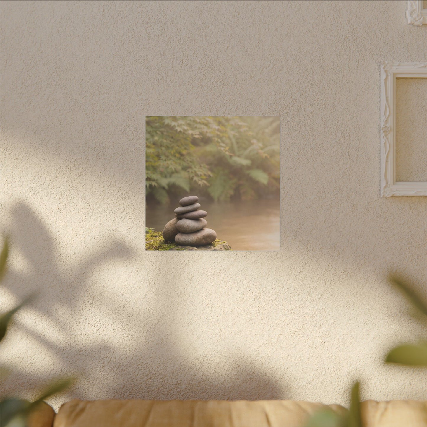 Cozy River Stones Canvas Art - Japanese Pattern Japandi