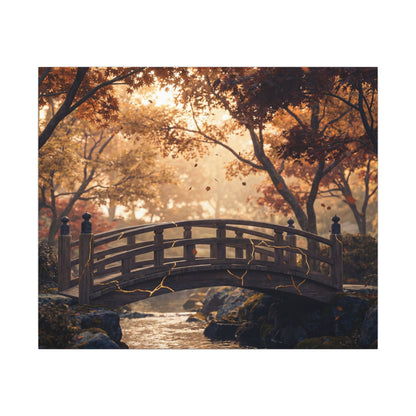 Autumn Wooden Bridge Gold Vein Canvas Art | Resilient Decor