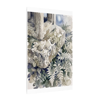 Stone Lantern Watercolor Canvas Art | Elegant Japandi Art