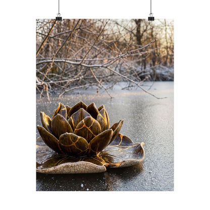 Lotus Flower Winter Wall Art Print | Kintsugi Beautiful Design Art Print