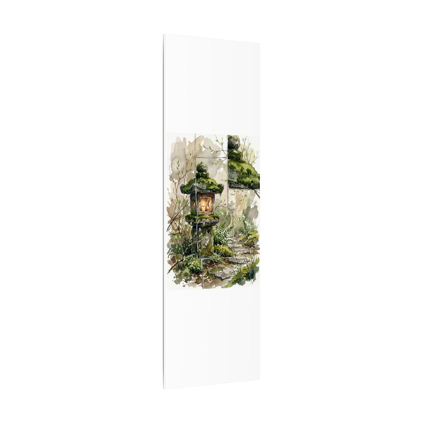 Stone Lantern Watercolor Canvas Art | Elegant Japandi Art