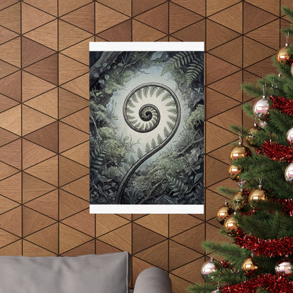 Contemplative Fern Unfurling Wall Art Print - Ukiyo E Inspired Zen