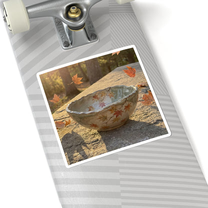 Japandi Ceramic Bowl in Golden Hour | Japanese Pattern Sticker Art Print