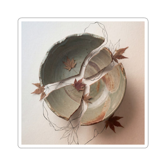 Ceramic Bowl Autumn Sticker | Japandi Neutral Design Art Print