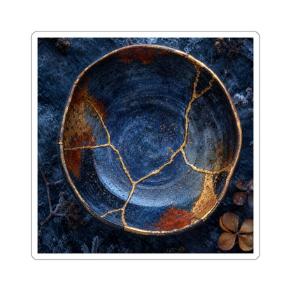 Beautiful Ceramic Bowl Sticker - Crackle Gold Kintsugi
