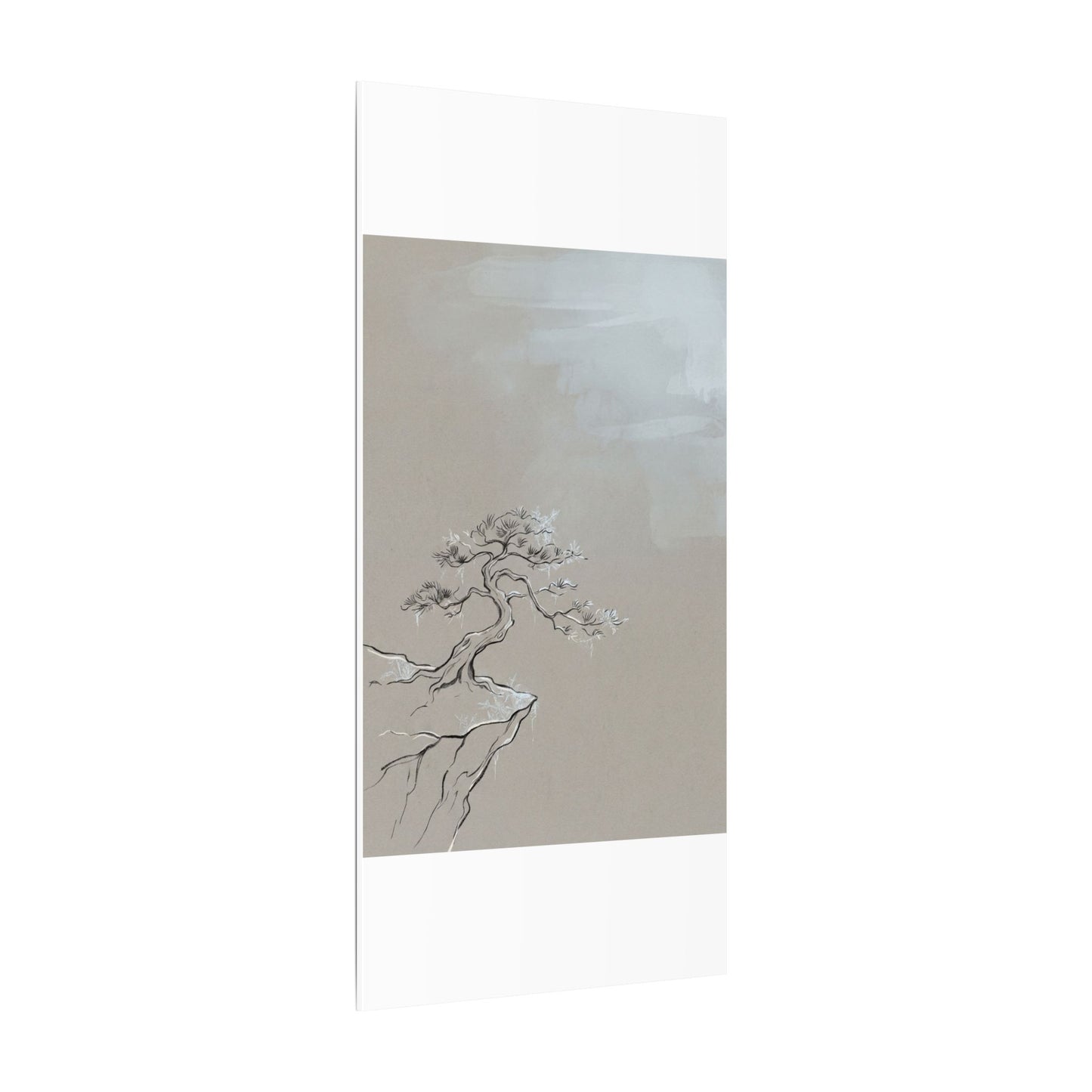 Pine Tree Minimal Line Canvas Art | Warm Japandi Art