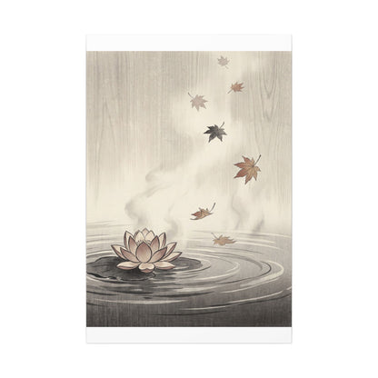 Lotus Flower Canvas Art | Autumn Zen Ukiyo E Inspired Art