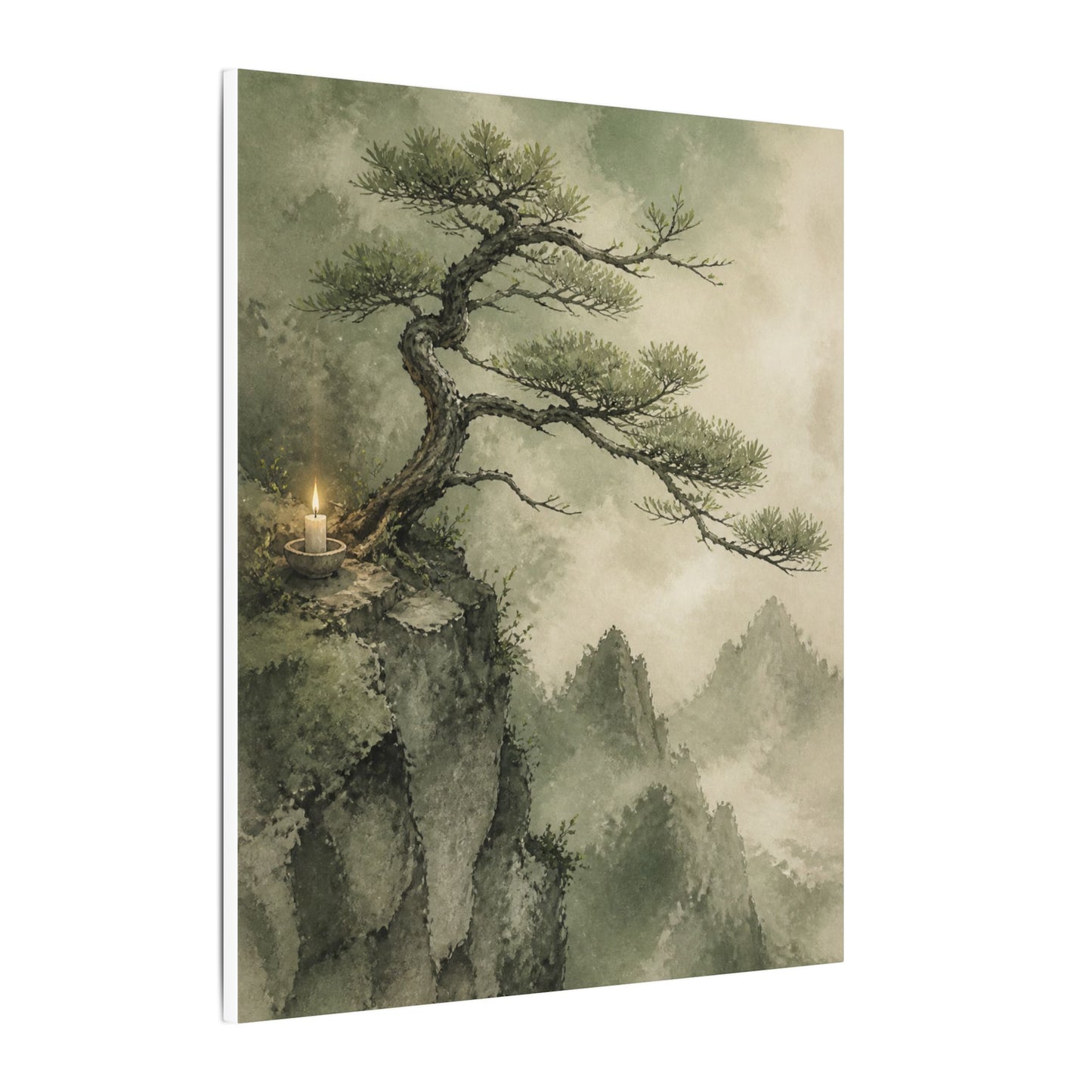 Candlelight Pine Tree Canvas Art - Japandi Kanso