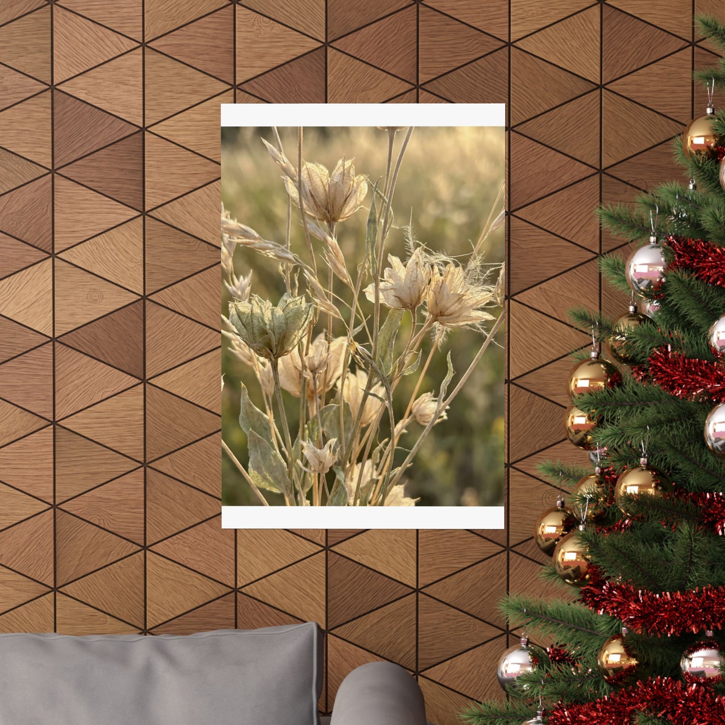 Cozy Dried Flowers Wall Art Print - Minimal Line Japandi