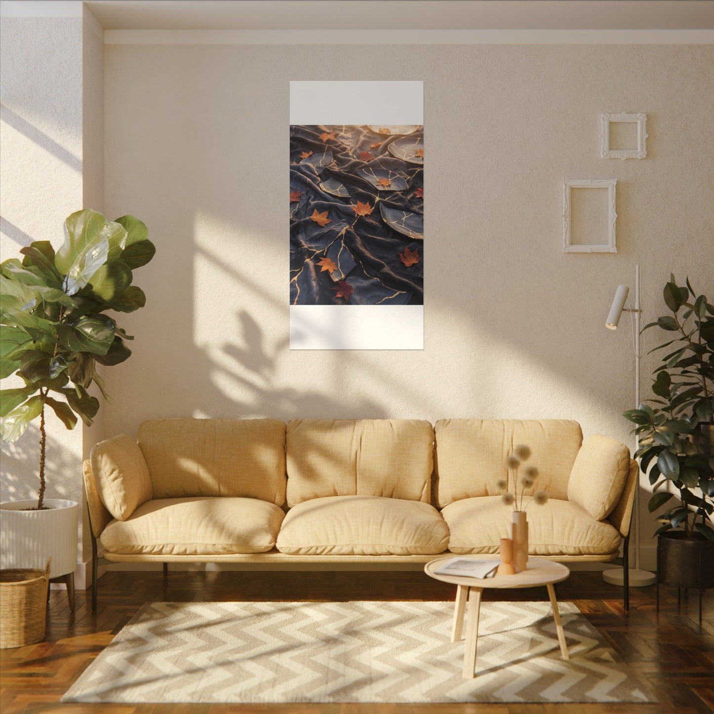 Golden Hour Silk Drape Canvas Art - Kintsugi Shibui