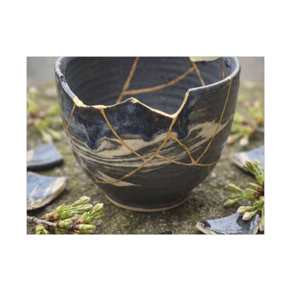 Datsuzoku Ceramic Bowl Canvas Art - Kintsugi Gold Repair