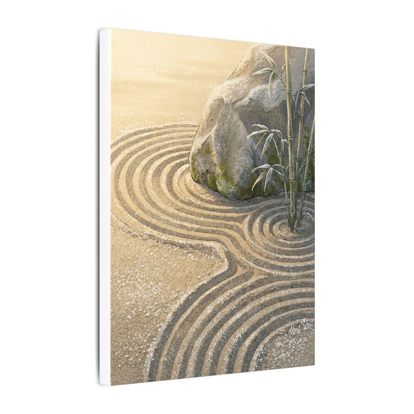 Rock Garden Winter Canvas Art | Zen Peaceful Design