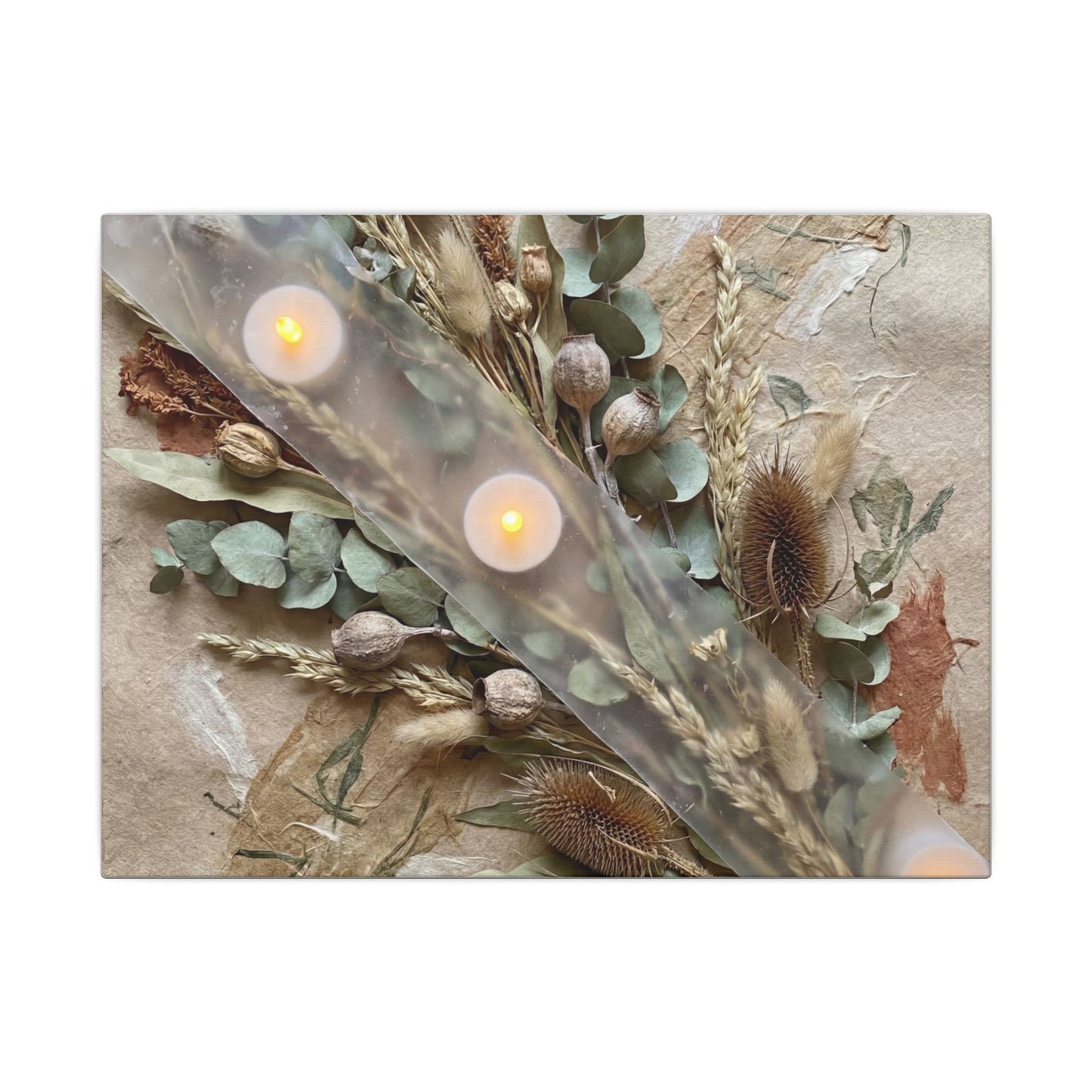 Candlelight Dried Flowers Canvas Art - Japandi Kanso Art Print