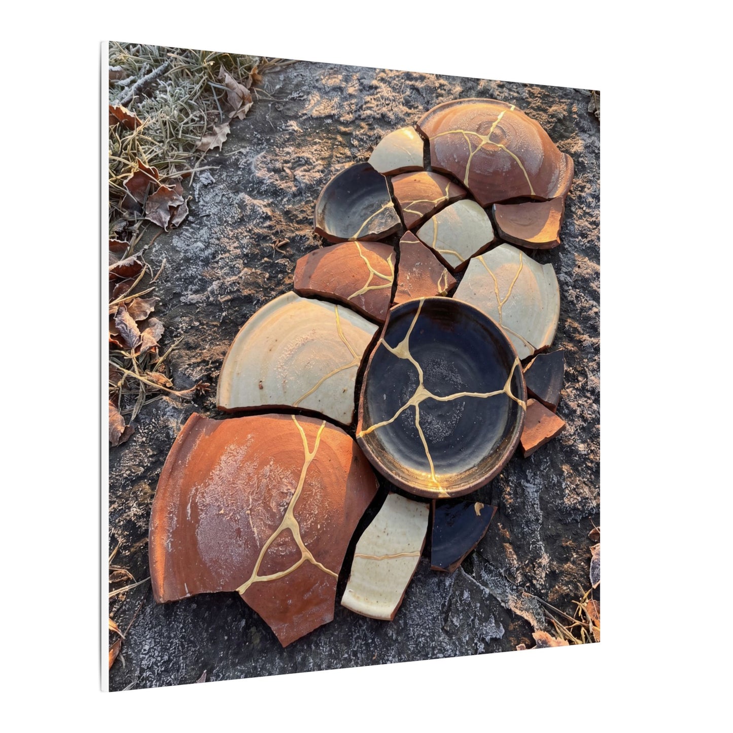 Winter Broken Pottery Gold Vein Canvas Art | Beautiful Decor