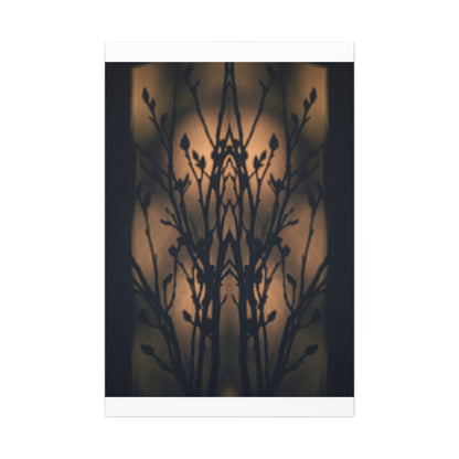 Dark Japandi Shadow Play in Golden Hour | Shadow Zen Canvas Art