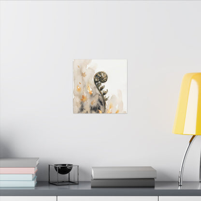 Fern Unfurling Watercolor Canvas Art | Earthy Japandi Art