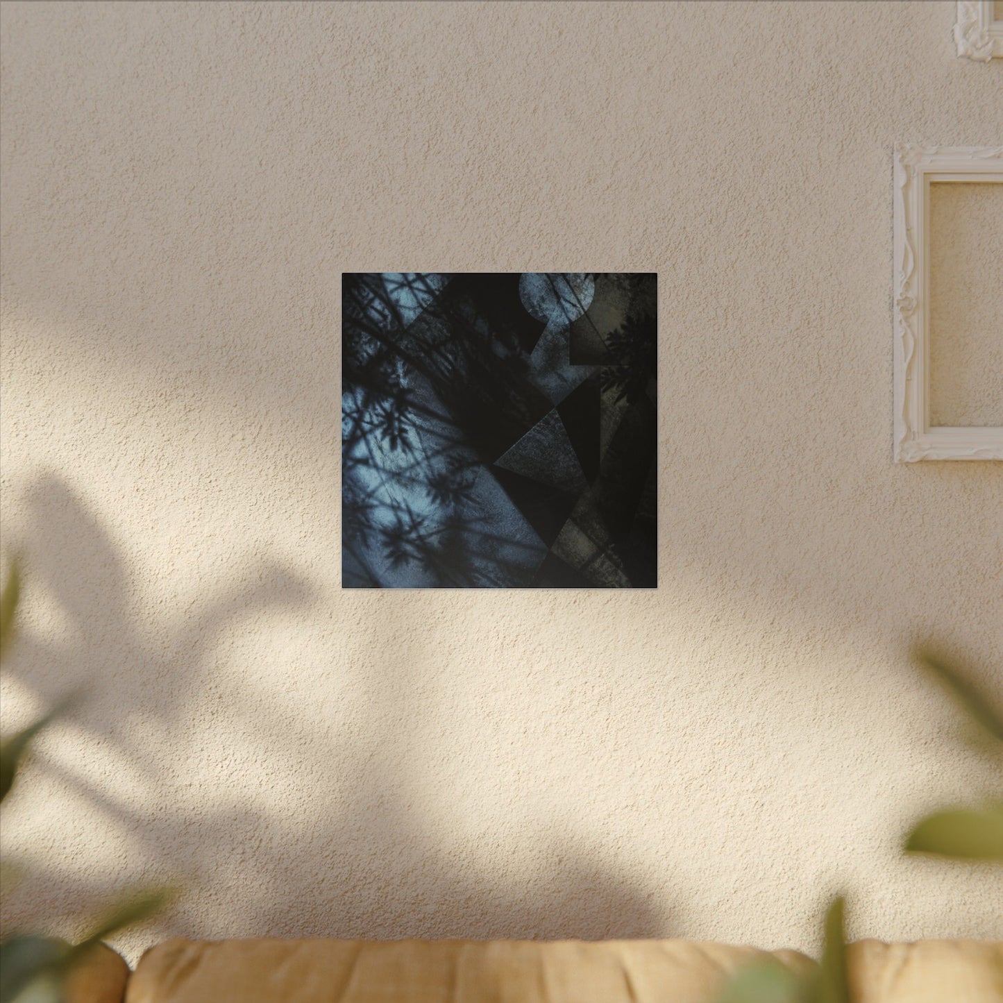 Shadow Play Winter Canvas Art | Dark Japandi Luxurious Design