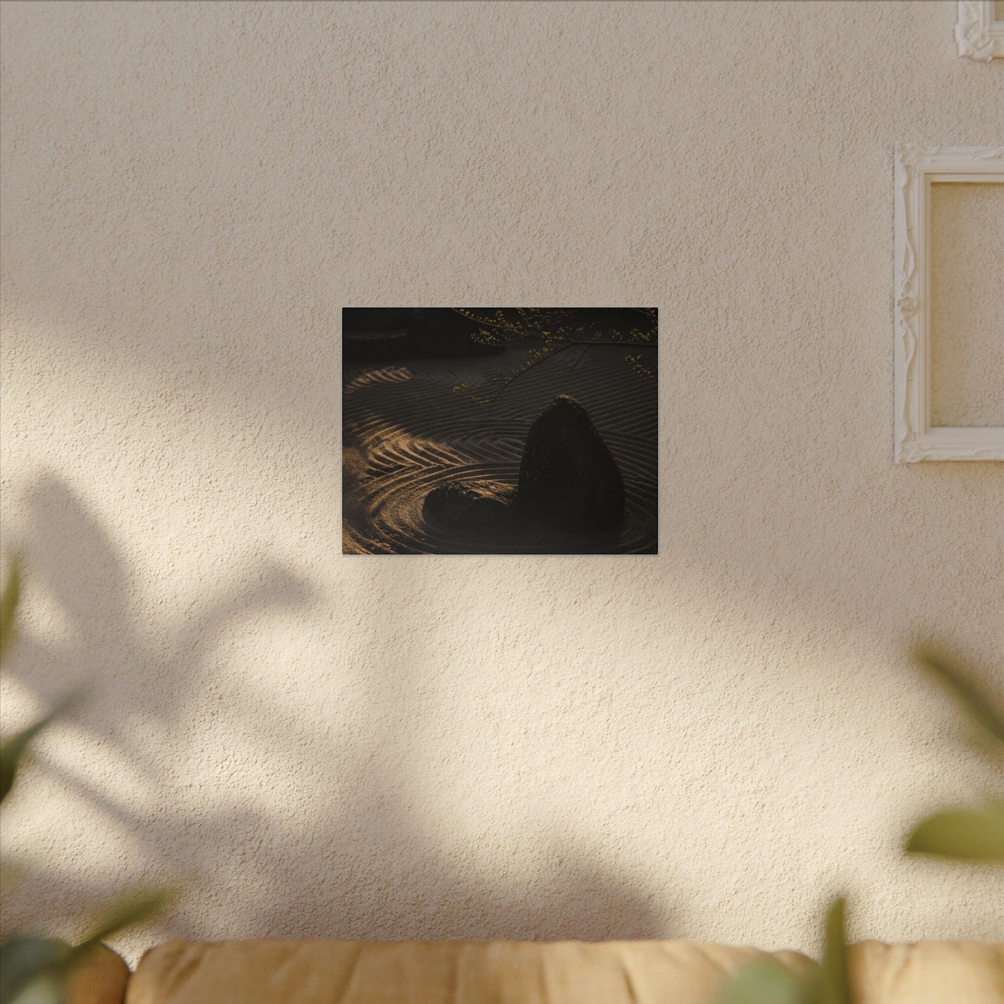 Ma Rock Garden Canvas Art - Dark Japandi Shadow Zen