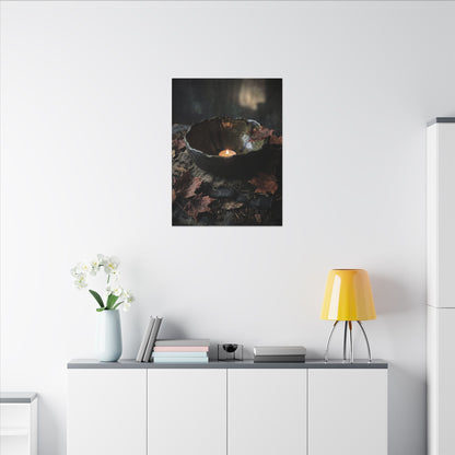 Candlelight Ceramic Bowl Canvas Art - Dark Japandi Kanso