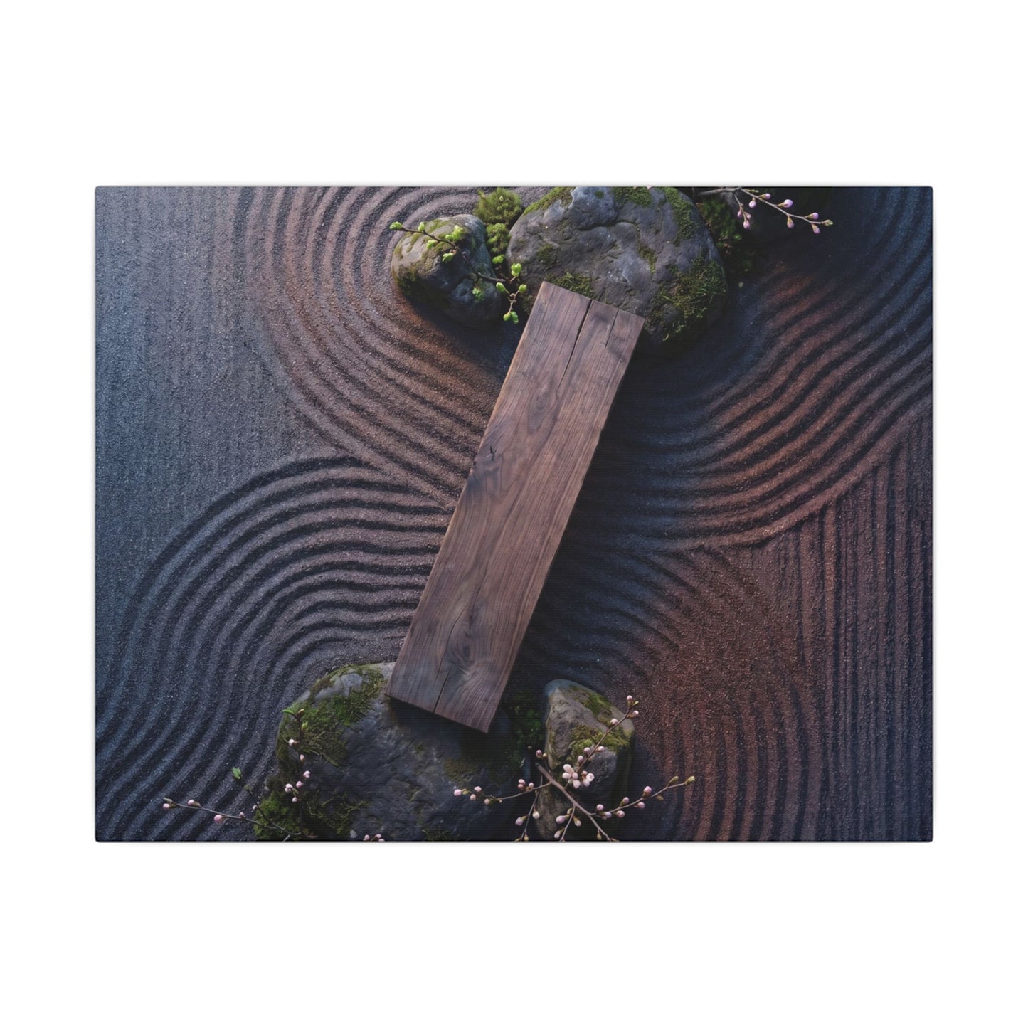 Spring Rock Garden Moody Minimal Canvas Art | Atmospheric Decor