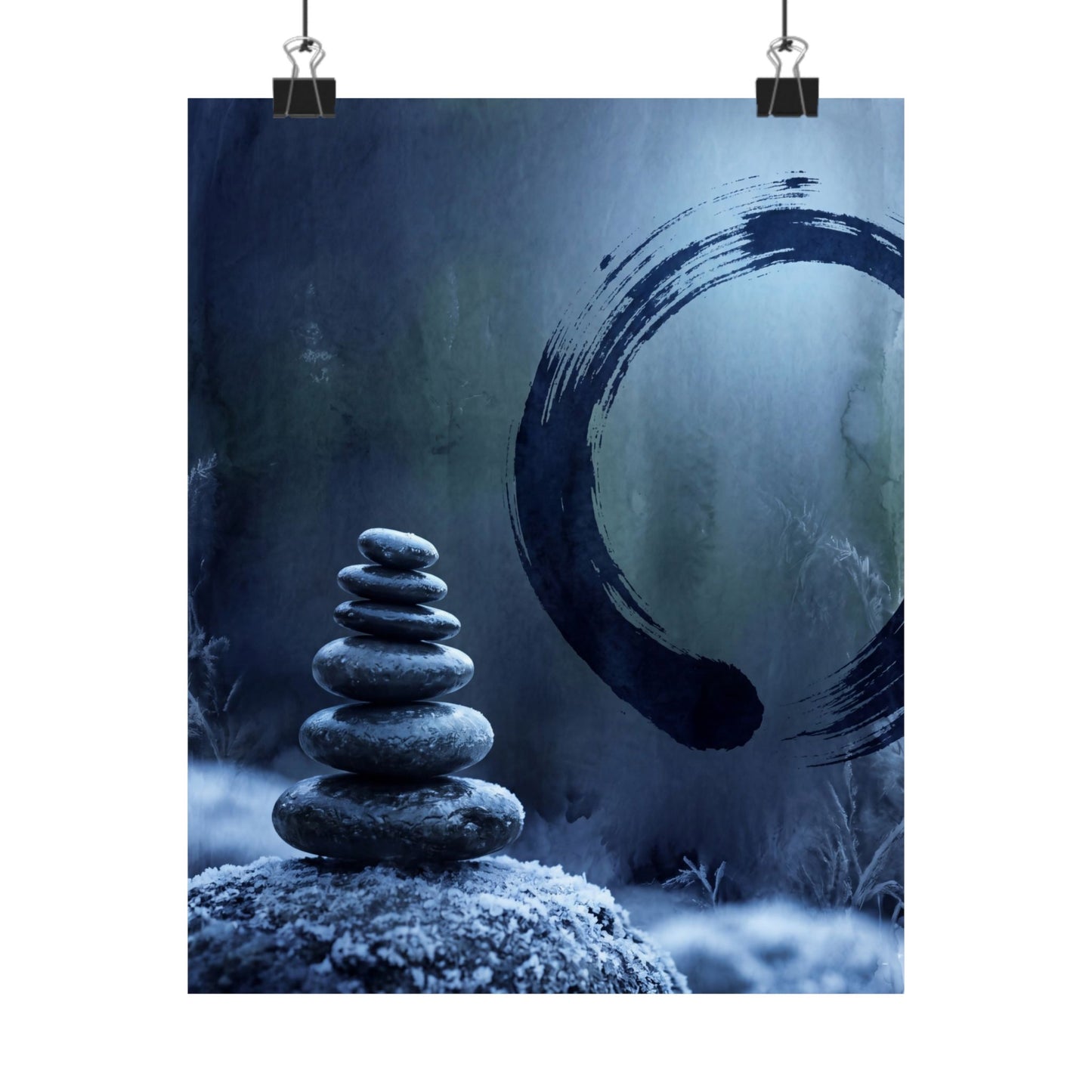 Moonlight River Stones Wall Art Print - Zen Fukinsei