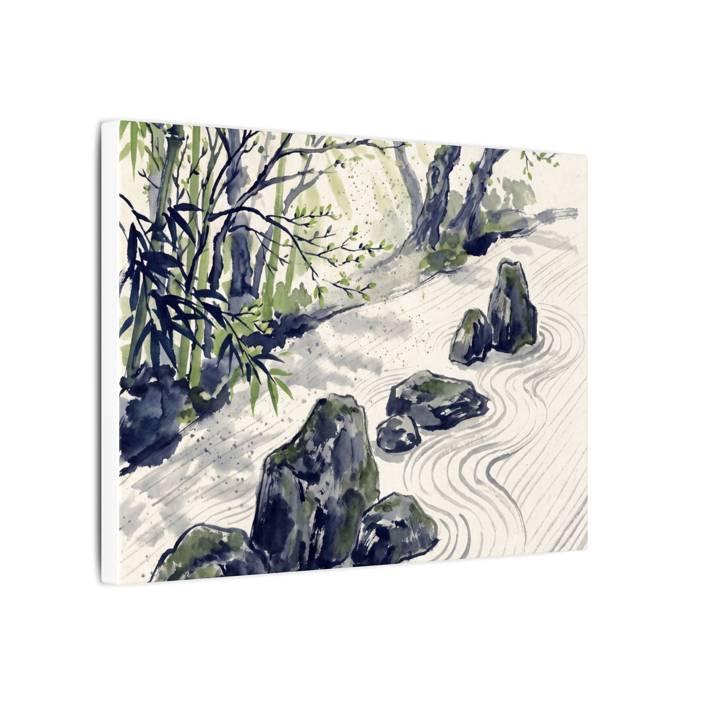 Dappled Rock Garden Canvas Art - Zen Mono No Aware