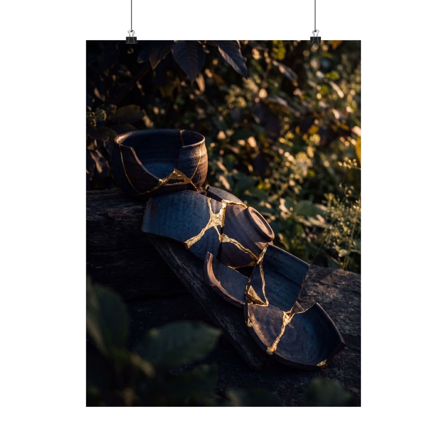 Mono No Aware Broken Pottery Wall Art Print - Dark Japandi Shadow Zen