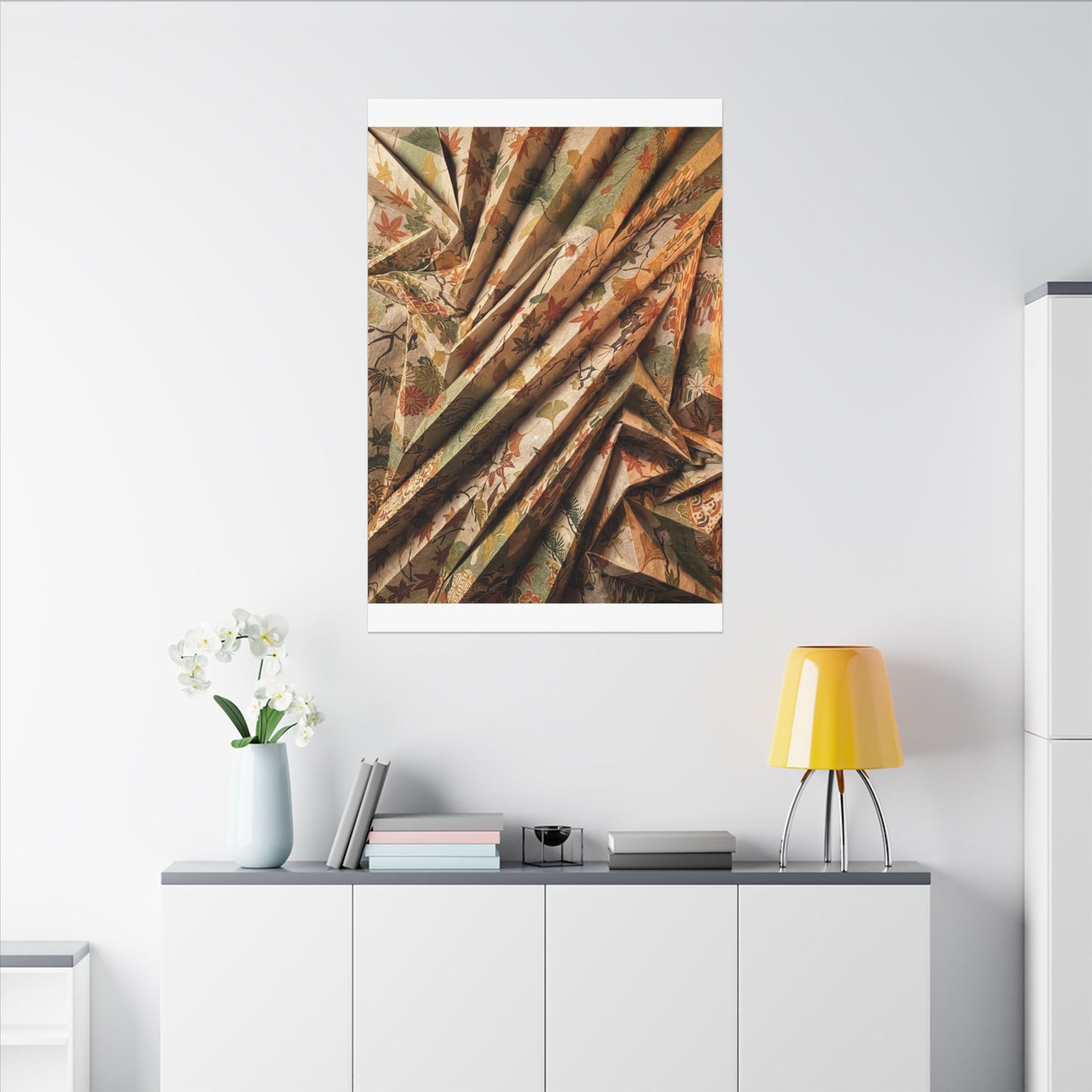 Paper Fold Autumn Canvas Art | Japandi Earthy Design