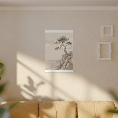 Japandi Pine Tree in Dappled | Minimal Line Canvas Art