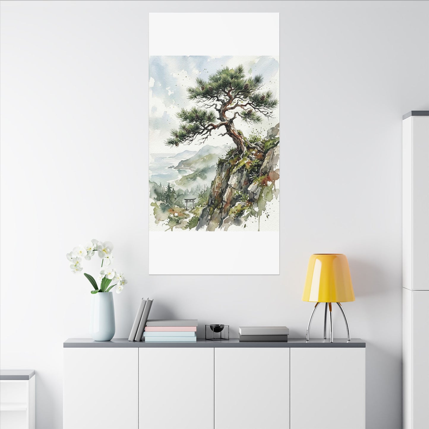 Pine Tree Spring Canvas Art | Japandi Neutral Design