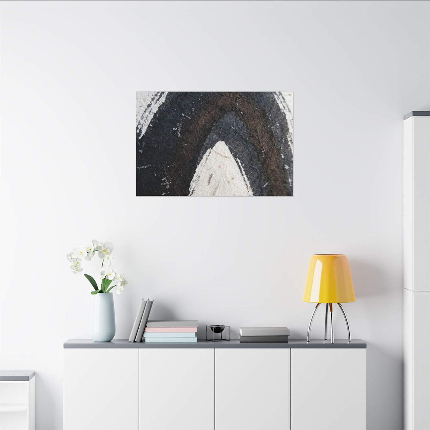 Moody Ink Brushstroke Canvas Art - Moody Minimal Dark Japandi