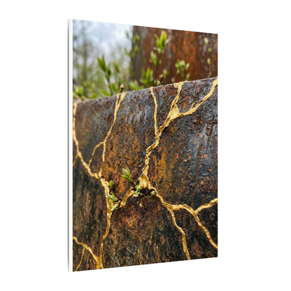 Mono No Aware Rust Patina Canvas Art - Kintsugi Gold Repair