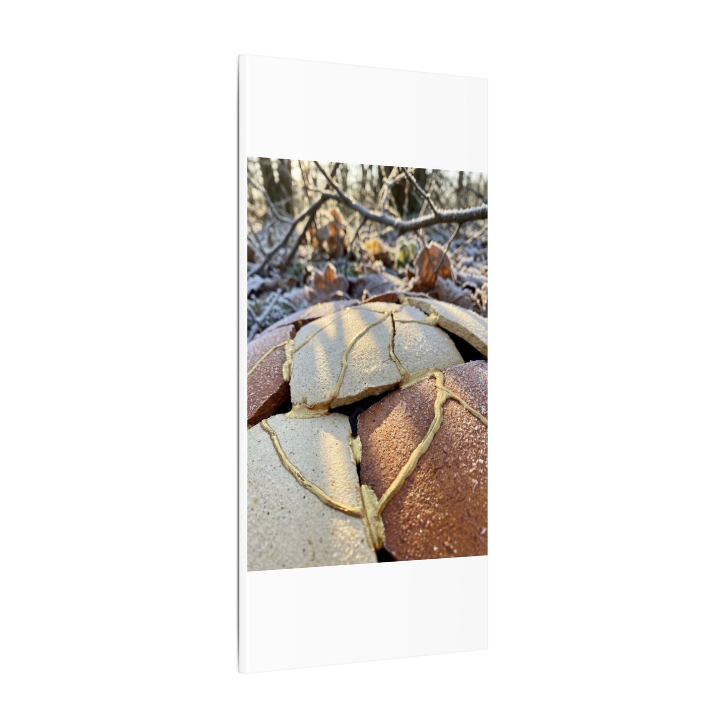 Broken Pottery Crackle Gold Canvas Art | Healing Kintsugi Art