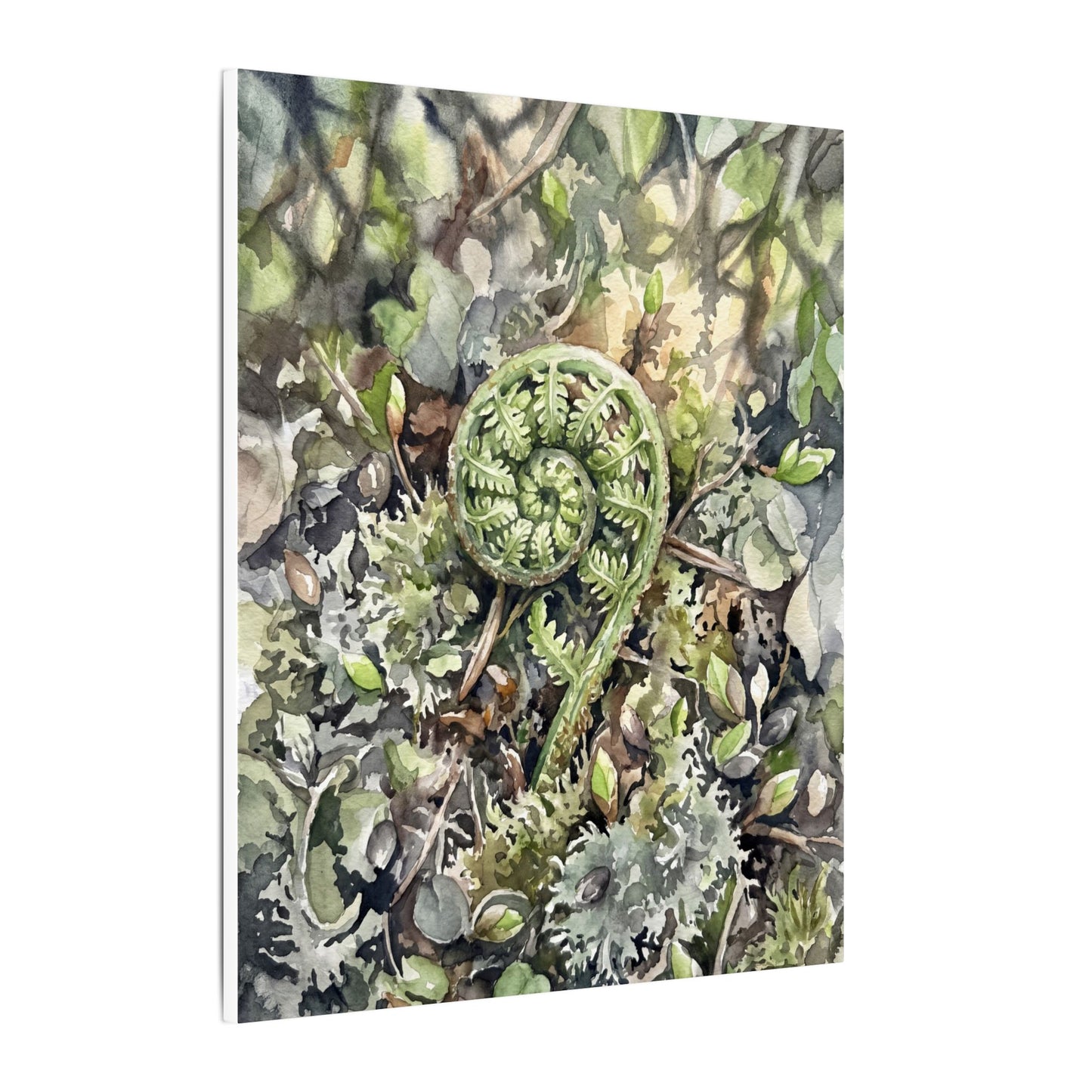 Fern Unfurling Spring Canvas Art | Japandi Neutral Design