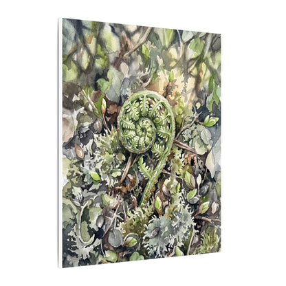 Fern Unfurling Spring Canvas Art | Japandi Neutral Design