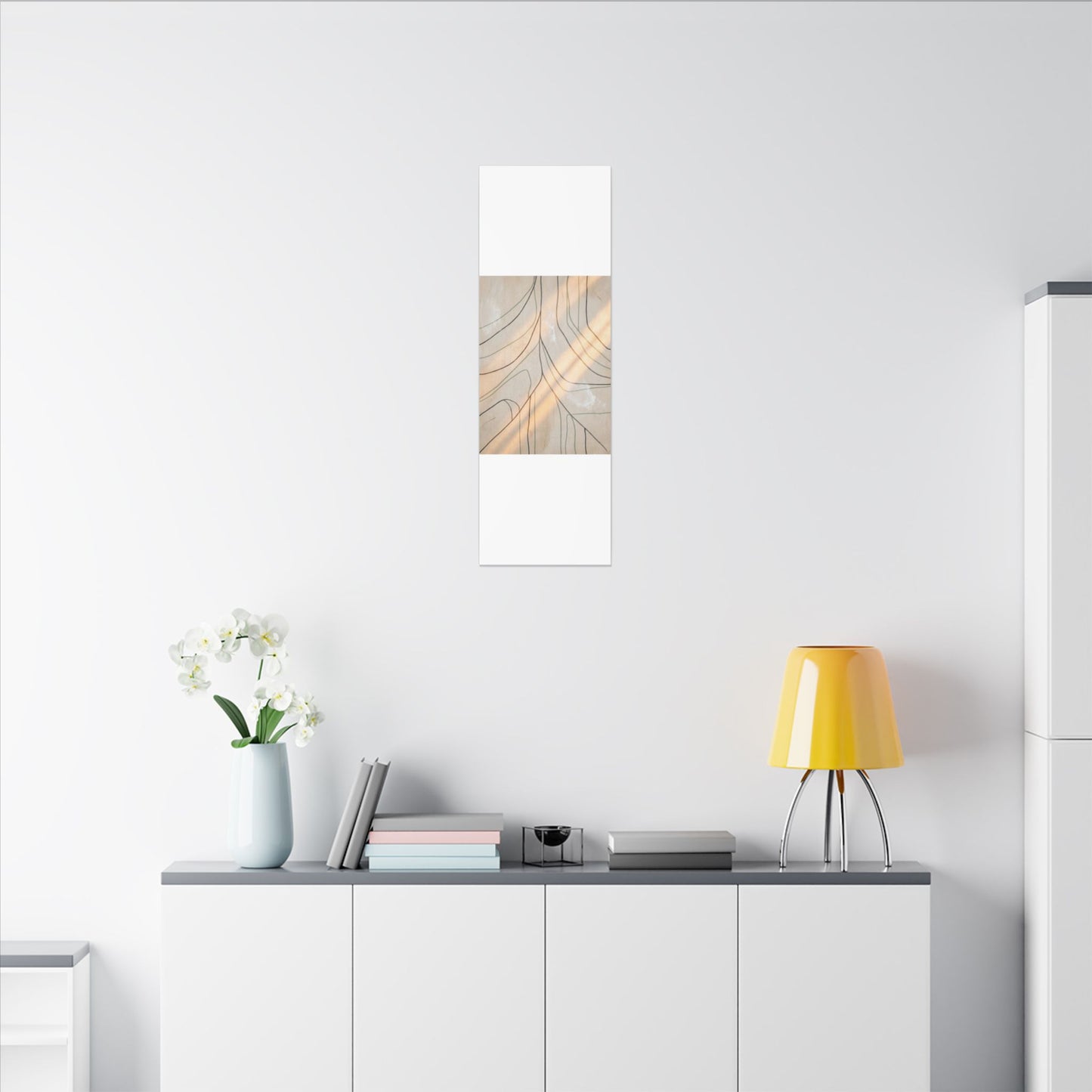 Shoji Screen Minimal Line Canvas Art | Warm Japandi Art