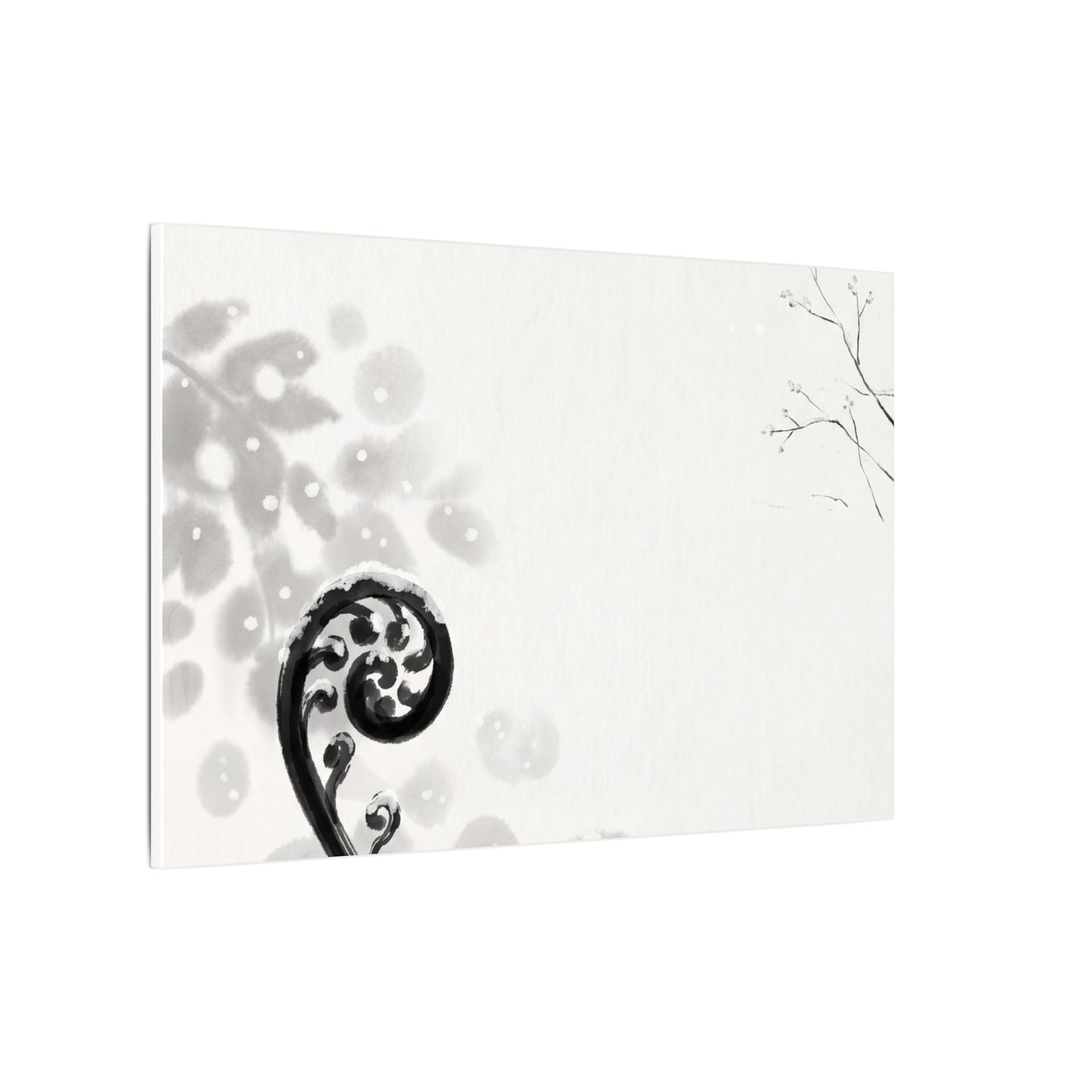 Winter Fern Unfurling Ukiyo E Inspired Canvas Art | Peaceful Decor