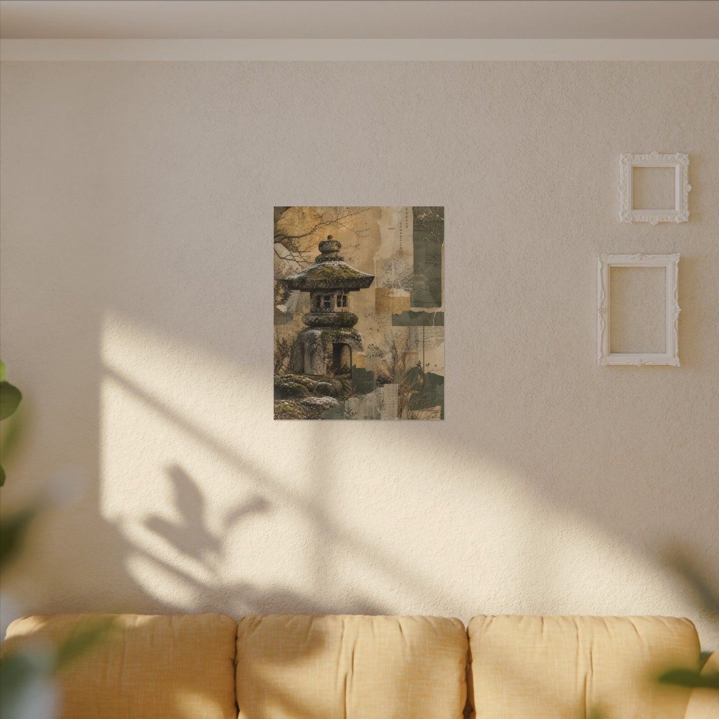 Elegant Stone Lantern Canvas Art - Texture Japandi