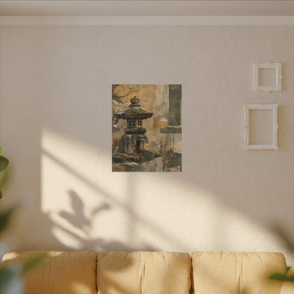 Elegant Stone Lantern Canvas Art - Texture Japandi