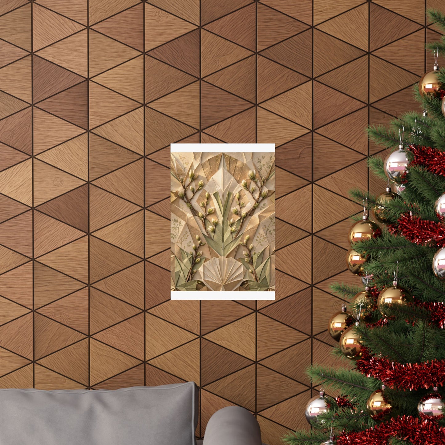 Paper Fold Japanese Pattern Wall Art Print | Warm Japandi Art