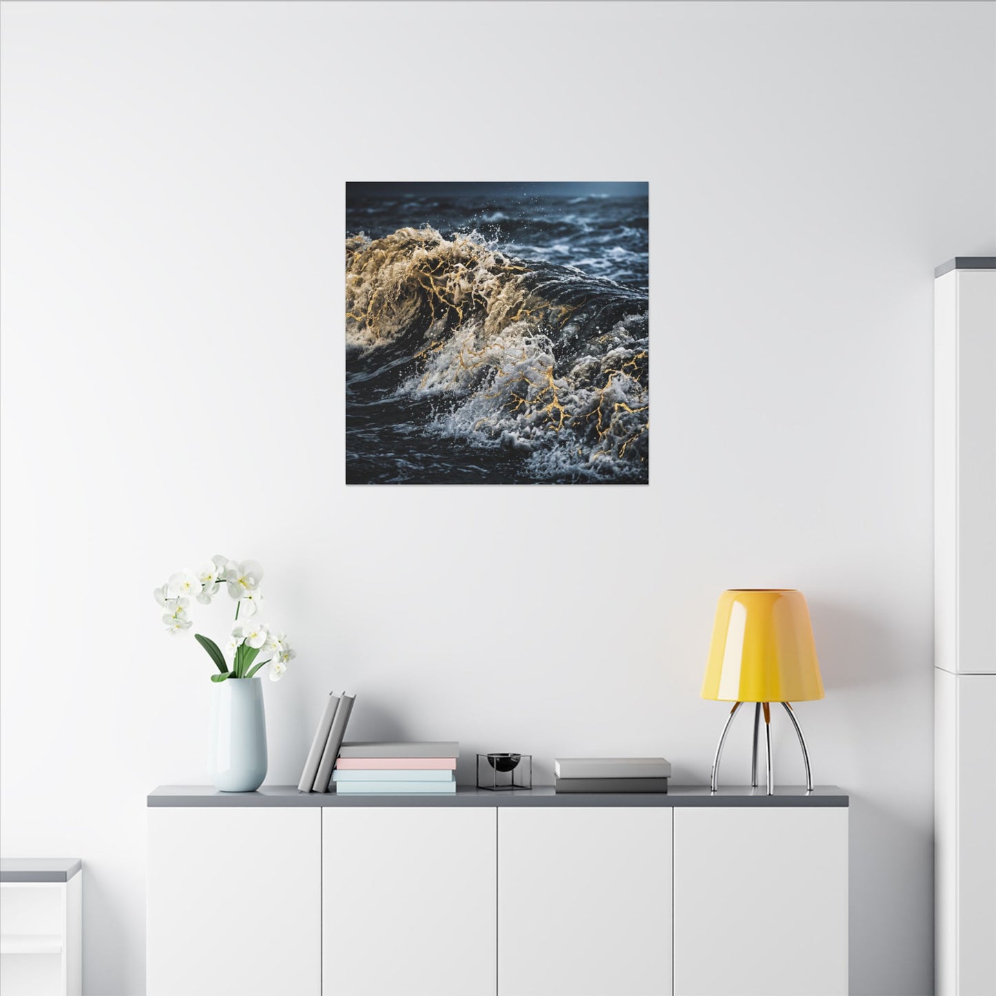 Ocean Wave Winter Canvas Art | Kintsugi Artful Design