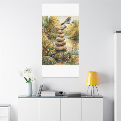River Stones Summer Canvas Art | Japandi Cozy Design