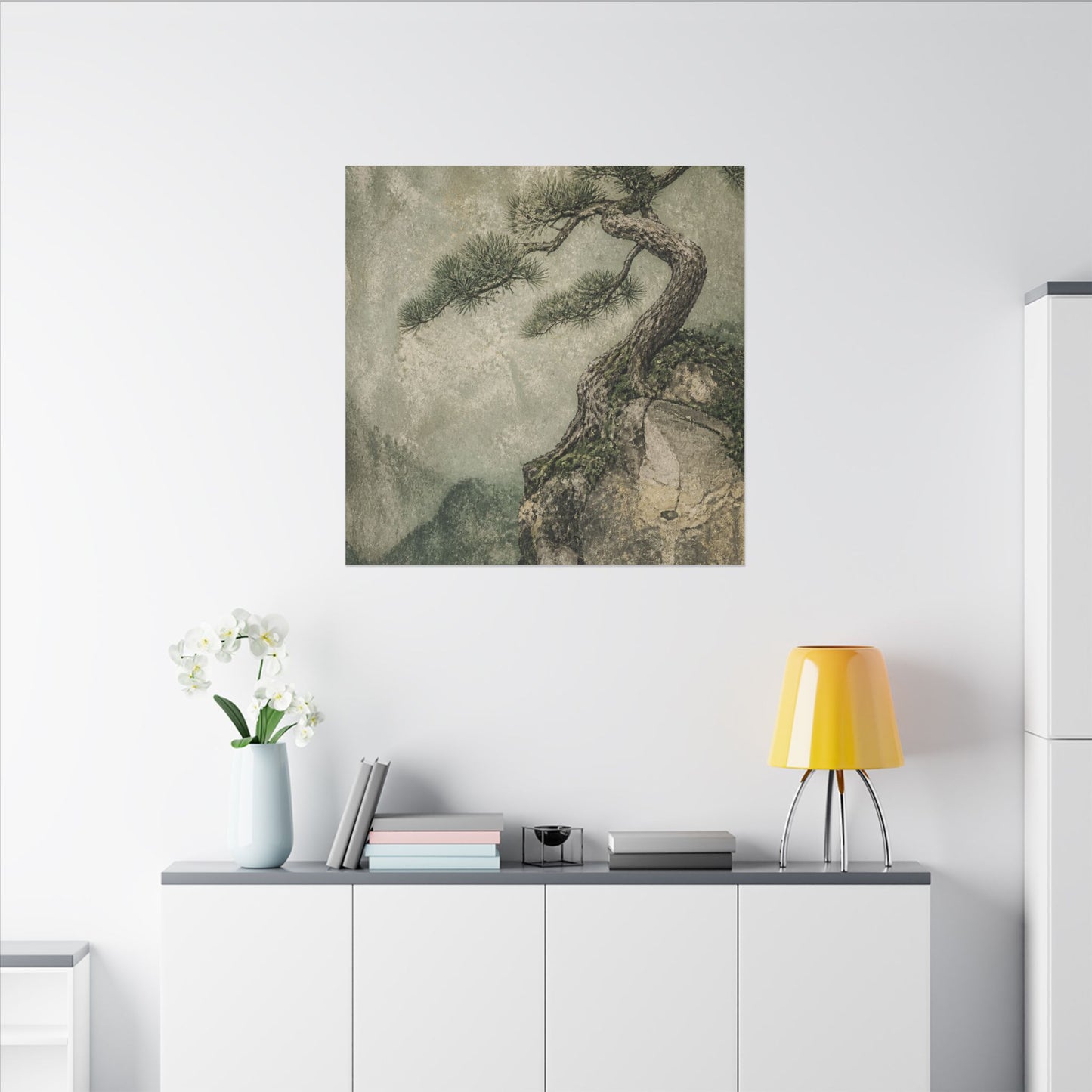 Fukinsei Pine Tree Canvas Art - Japandi Texture