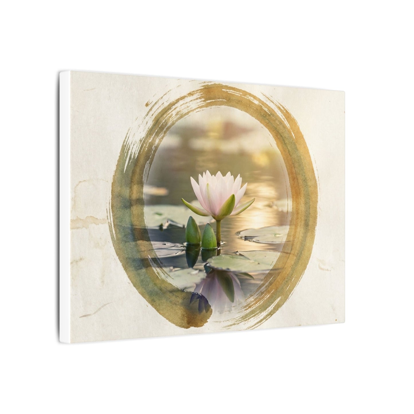 Peaceful Lotus Flower Canvas Art - Enso Zen