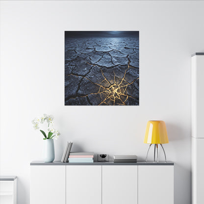Moonlight Cracked Earth Canvas Art - Kintsugi Mono No Aware
