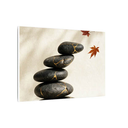 Kintsugi River Stones in Dappled | Crackle Gold Canvas Art